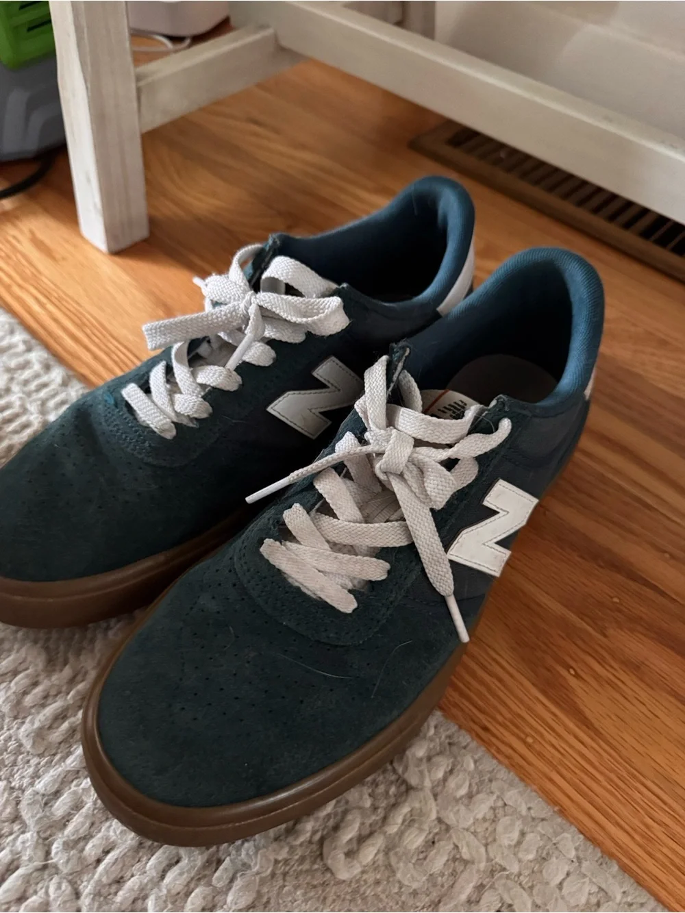 New Balance Men's Teal Suede Sneakers with White Laces